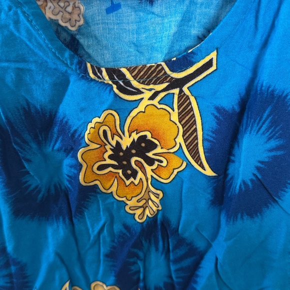 Vintage coco walk kids Hawaiian floral blue print size 4 dress - Picture 3 of 5